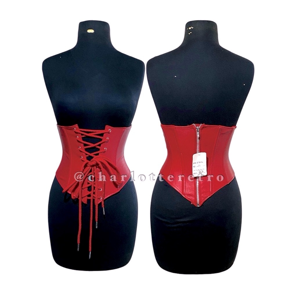 vtg Elegant Moments Leather • Red Underbust Corset